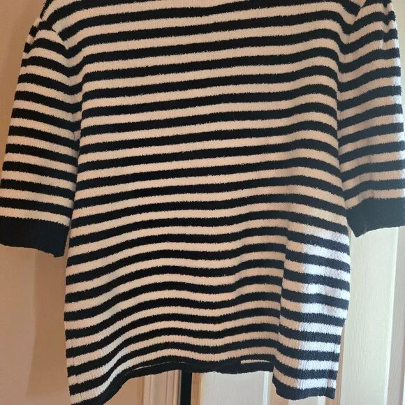 XL Marled black/white stripe cardigan, new without tags - Picture 3 of 4